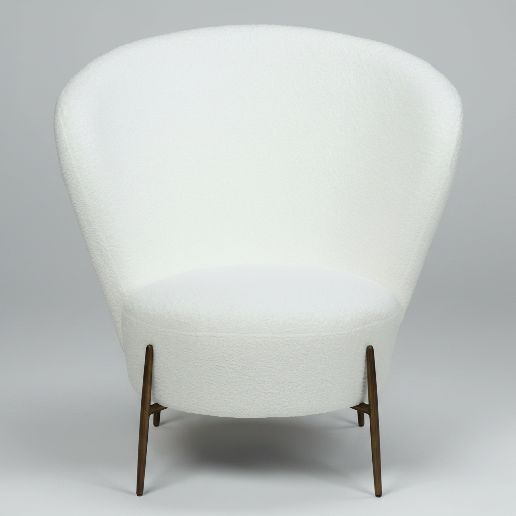Eleganter Wohnsessel Bouclé Schneeweiß