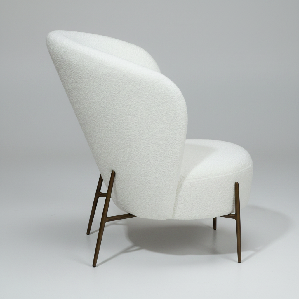 Eleganter Wohnsessel Bouclé Schneeweiß