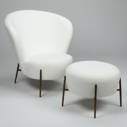 Eleganter Wohnsessel Bouclé Schneeweiß