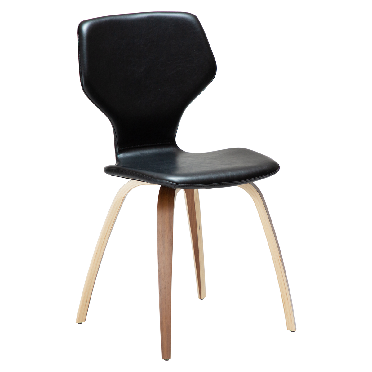 Stuhl Sabal Kunstleder Vintage Schwarz / Walnuss (2er-Set)