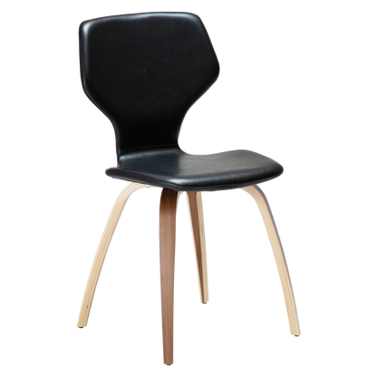 Stuhl Sabal Kunstleder Vintage Schwarz / Walnuss (2er-Set)