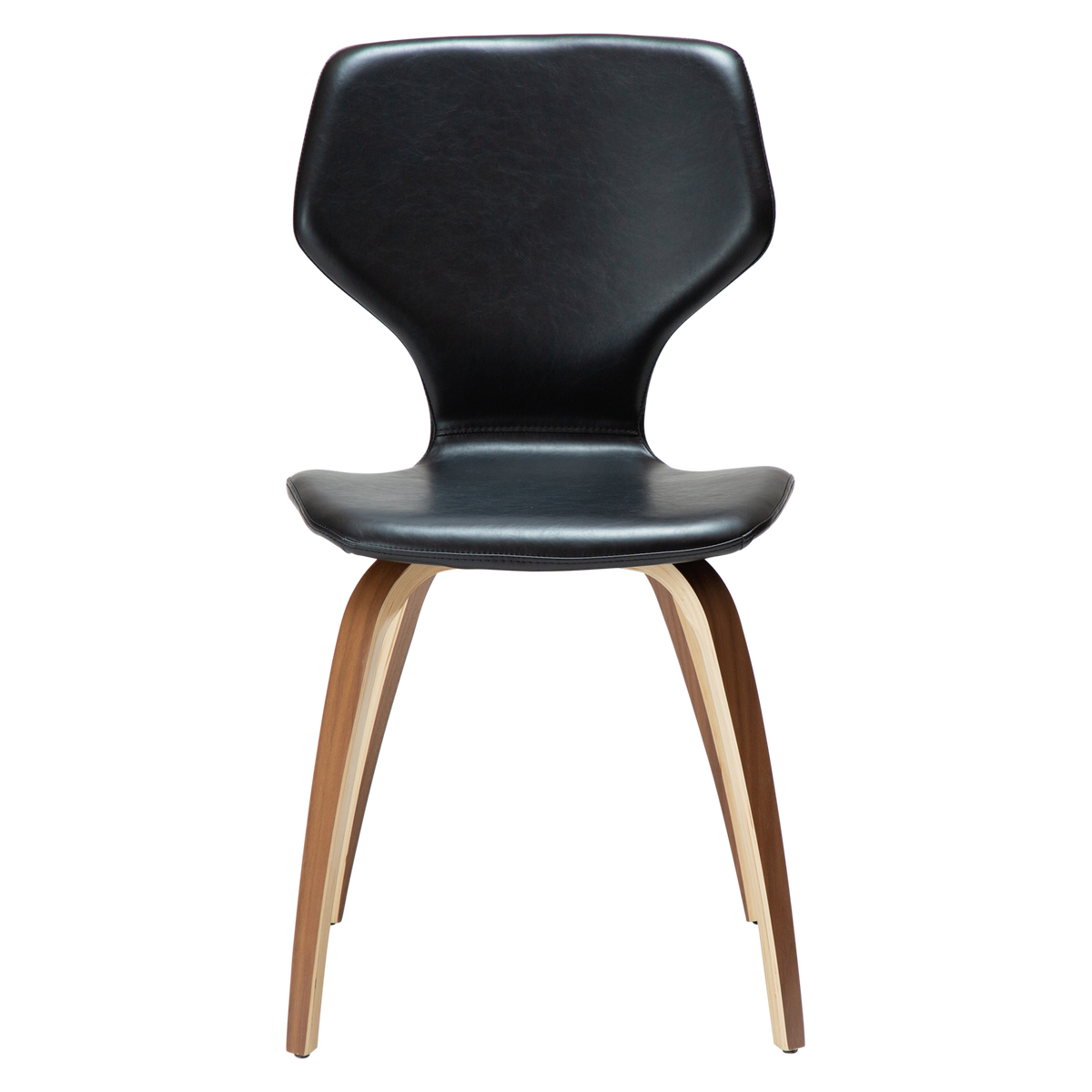 Stuhl Sabal Kunstleder Vintage Schwarz / Walnuss (2er-Set)