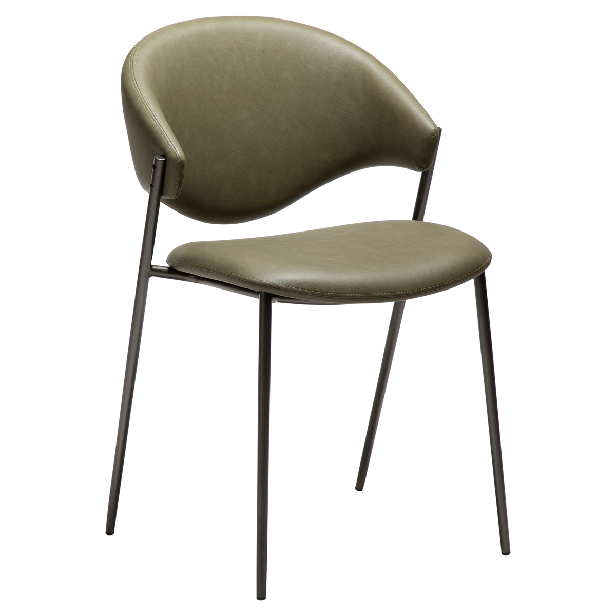 Stuhl Zamia Kunstleder Dunkeloliv (2er-Set)