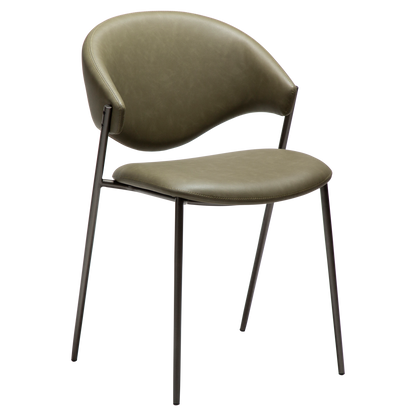Stuhl Zamia Kunstleder Dunkeloliv (2er-Set)